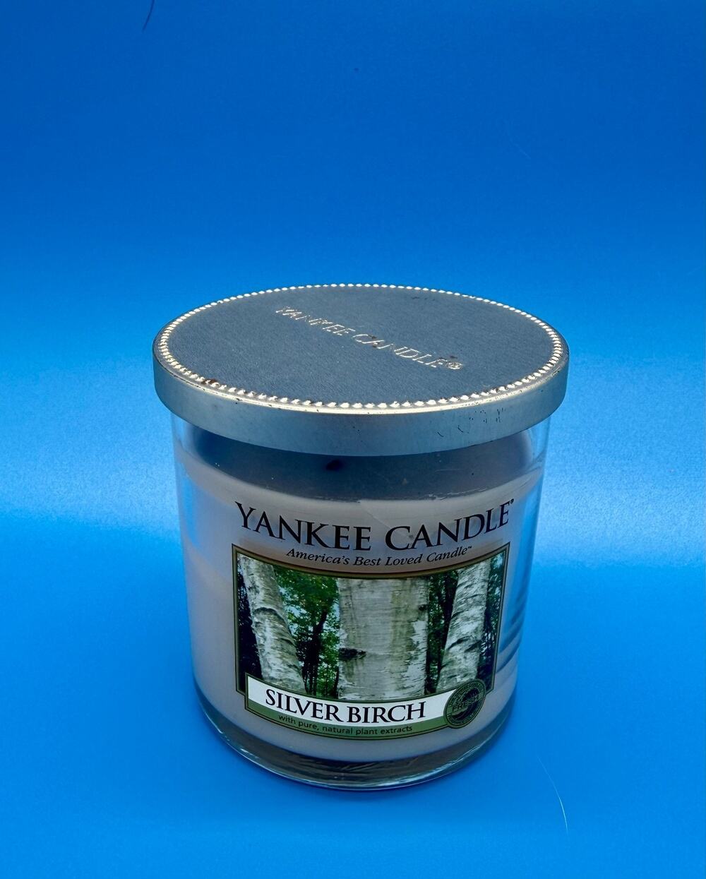 Yankee Candle Silver Birch Scented Candle Glass Used